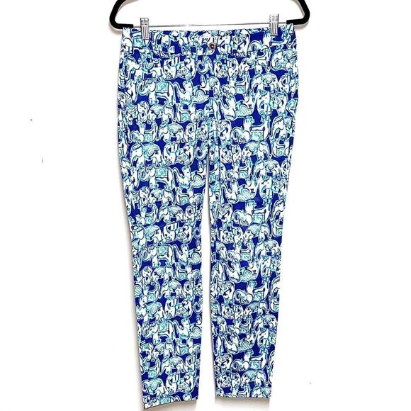 Lilly Pulitzer Kelly Ankle Pants Elephant Print Womens Sz 2 - Picture 2 of 6